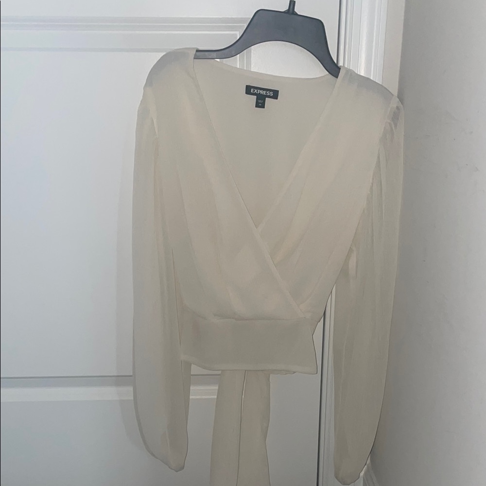 Express Cream Wrap Top